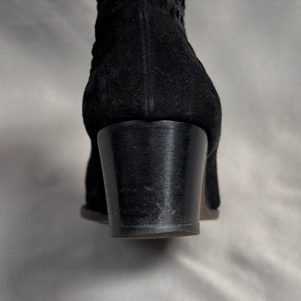 Vintage Bottega Veneta Suede Intrecciato Black Booties 6.5 Slip On Chelsea Boots - Picture 11 of 16